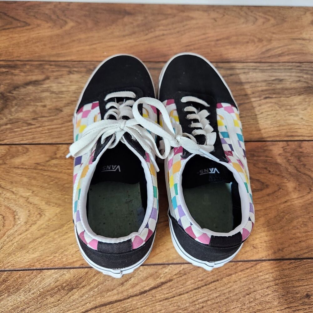VANS Multi Colored Checkerboard Canvas Sneakers Women’s Size 6 Shoe Off the wall - Picture 6 of 7